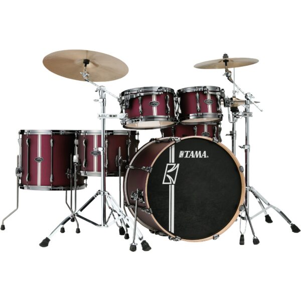 Tama Superstar HD Duo Snare Satin Burgundy Vertical Stripe 5-Piece Maple Shell Set
