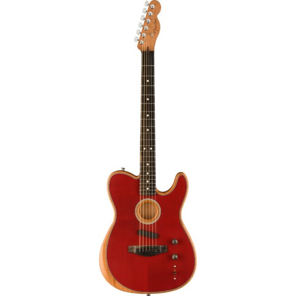 Fender American Acoustasonic Telecaster Crimson Red Electro-Acoustic Guitar with Gig Bag