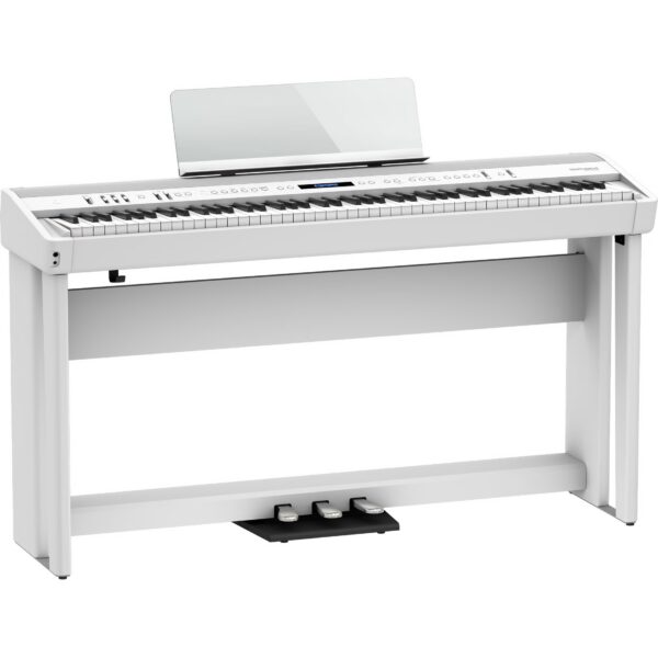 Roland FP-90-WH Digital Piano (White) + Frame and Pedal Unit